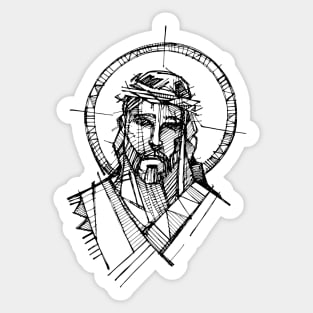 Jesus Christ Face at his Passion illustration Sticker